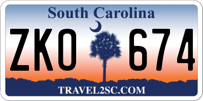 SC license plate ZKO674