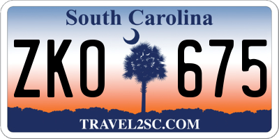 SC license plate ZKO675