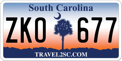 SC license plate ZKO677