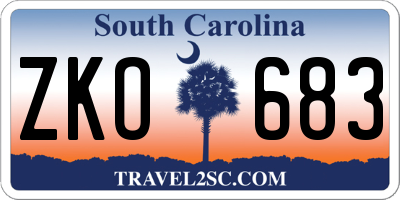 SC license plate ZKO683