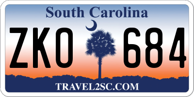 SC license plate ZKO684