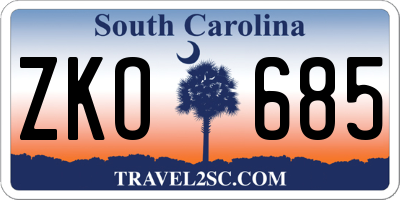 SC license plate ZKO685