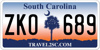 SC license plate ZKO689