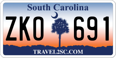 SC license plate ZKO691