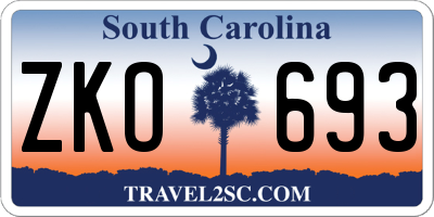 SC license plate ZKO693