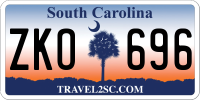 SC license plate ZKO696