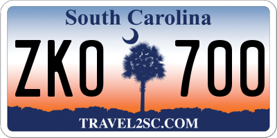 SC license plate ZKO700