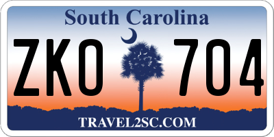 SC license plate ZKO704