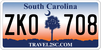 SC license plate ZKO708