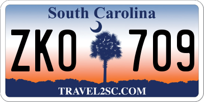 SC license plate ZKO709