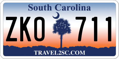 SC license plate ZKO711