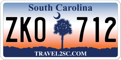 SC license plate ZKO712