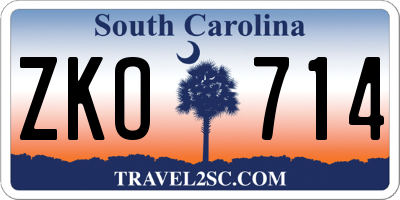 SC license plate ZKO714