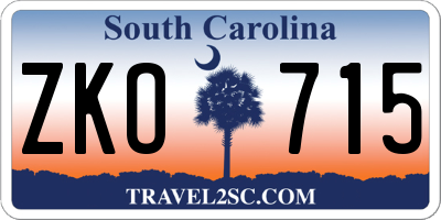 SC license plate ZKO715