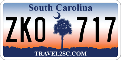 SC license plate ZKO717