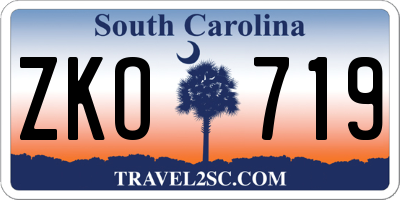 SC license plate ZKO719