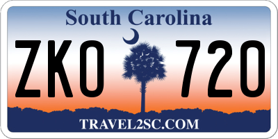 SC license plate ZKO720