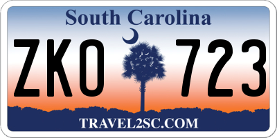 SC license plate ZKO723