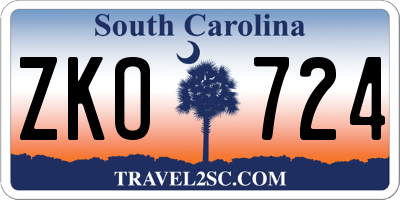 SC license plate ZKO724