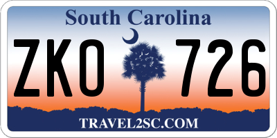 SC license plate ZKO726