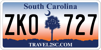 SC license plate ZKO727