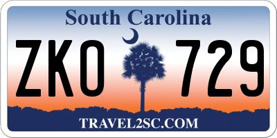 SC license plate ZKO729