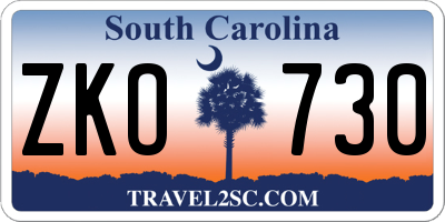 SC license plate ZKO730