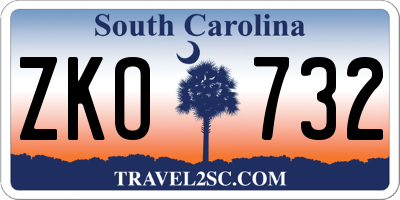 SC license plate ZKO732