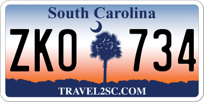SC license plate ZKO734