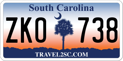 SC license plate ZKO738