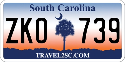 SC license plate ZKO739