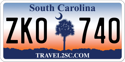 SC license plate ZKO740