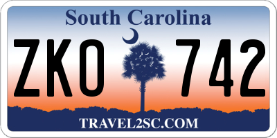 SC license plate ZKO742