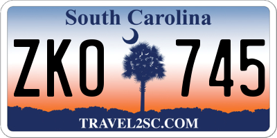 SC license plate ZKO745