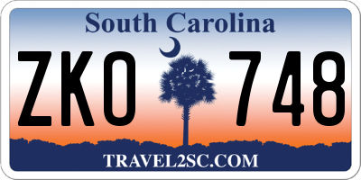 SC license plate ZKO748