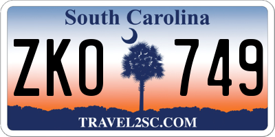 SC license plate ZKO749