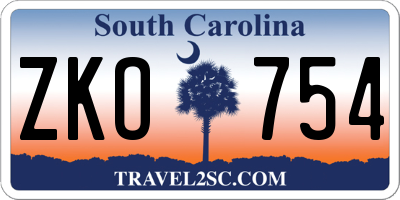 SC license plate ZKO754