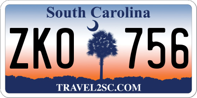 SC license plate ZKO756