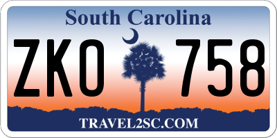 SC license plate ZKO758