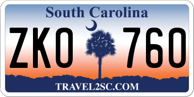 SC license plate ZKO760