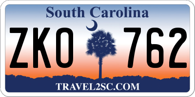 SC license plate ZKO762