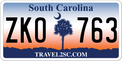 SC license plate ZKO763