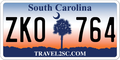 SC license plate ZKO764