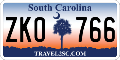 SC license plate ZKO766