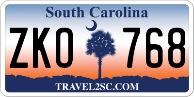 SC license plate ZKO768