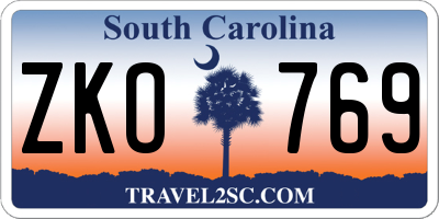 SC license plate ZKO769
