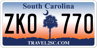 SC license plate ZKO770