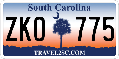 SC license plate ZKO775