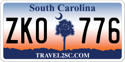 SC license plate ZKO776