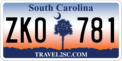 SC license plate ZKO781